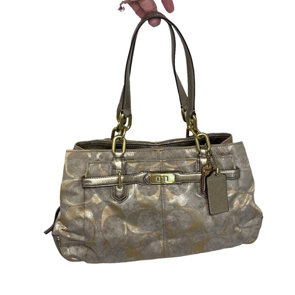 Coach Handbags - Coach Signature C Chelsea Carry All Gunmetal & Gold Patina Shoulder Bag